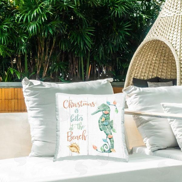 Stupell Industries Deane Beesley | Nautical Seahorse Christmas Printed Throw Pillow