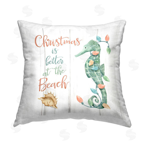 stupell industries Deane Beesley | Nautical Seahorse Christmas Printed Throw Pillow