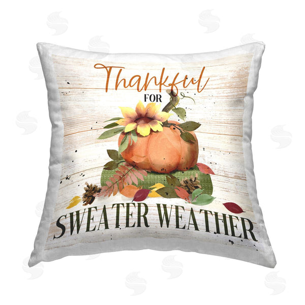 stupell industries Deane Beesley | Thankful Sweater Weather Printed Throw Pillow