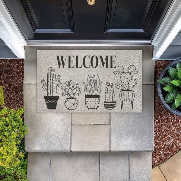Stupell Industries Deane Beesley | Various Potted Cactus Welcome Faux Sisal Door Mat