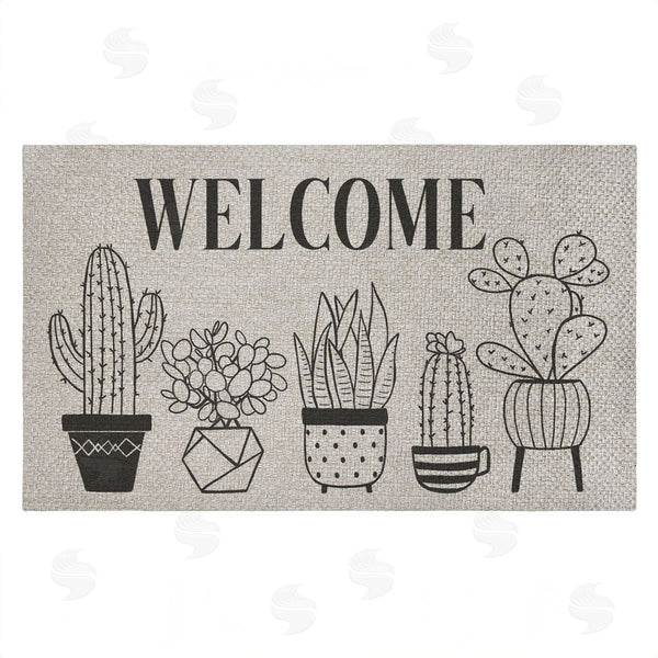stupell industries Deane Beesley | Various Potted Cactus Welcome Faux Sisal Door Mat