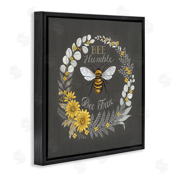 Stupell Industries Deb Strain | Bee Humble Be True Phrase Vintage Yellow Florals Wall Art