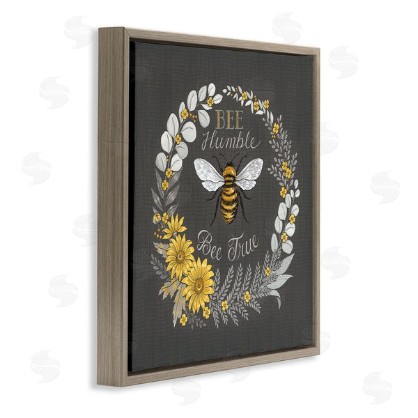 Stupell Industries Deb Strain | Bee Humble Be True Phrase Vintage Yellow Florals Wall Art