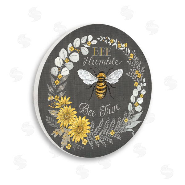 stupell industries Deb Strain | Bee Humble Be True Phrase Vintage Yellow Florals Wall Art