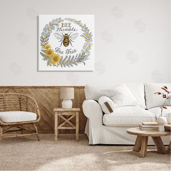 Stupell Industries Deb Strain | Bee Humble & True Encouraging Insect Floral Border Wall Art