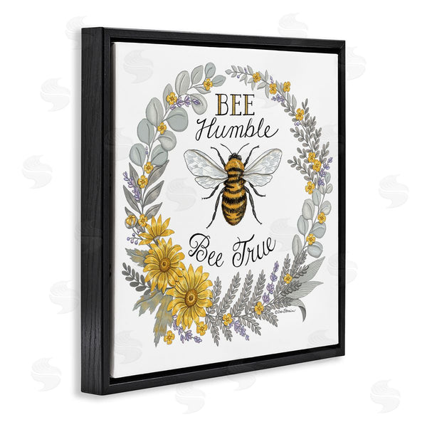 Stupell Industries Deb Strain | Bee Humble & True Encouraging Insect Floral Border Wall Art
