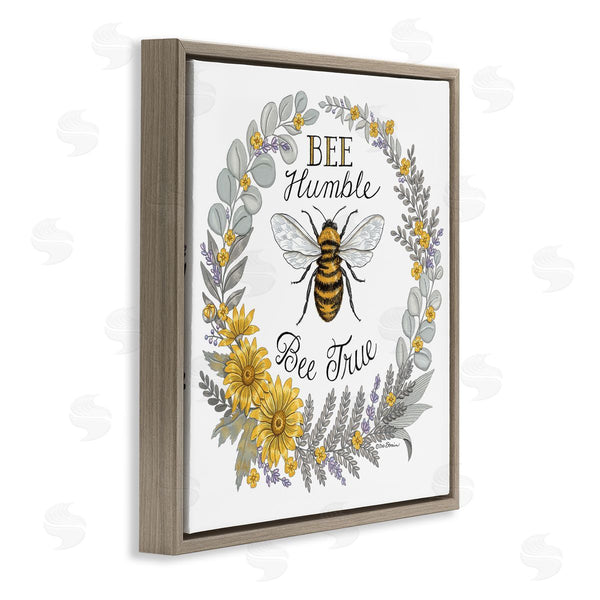 Stupell Industries Deb Strain | Bee Humble & True Encouraging Insect Floral Border Wall Art