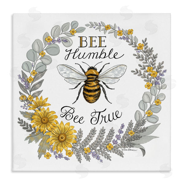 stupell industries Deb Strain | Bee Humble & True Encouraging Insect Floral Border Wall Art