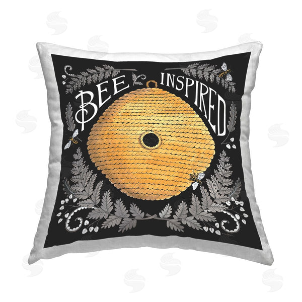 stupell industries Deb Strain | Bee Inspired with Hive Printed Throw Pillow