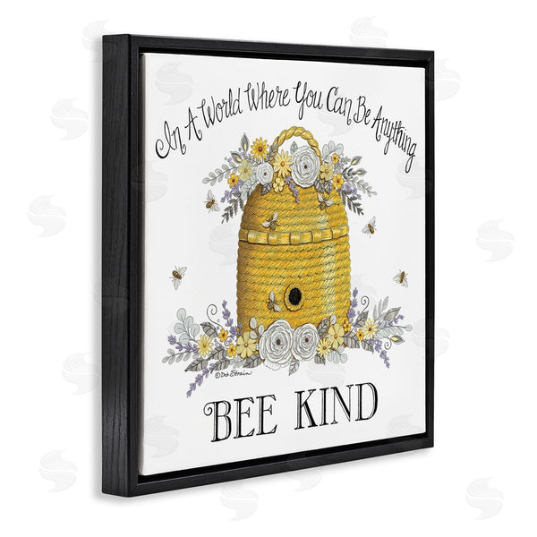 Stupell Industries Deb Strain | Bee Kind Encouraging Phrase Floral Decorated Hive Wall Art