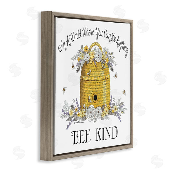 Stupell Industries Deb Strain | Bee Kind Encouraging Phrase Floral Decorated Hive Wall Art