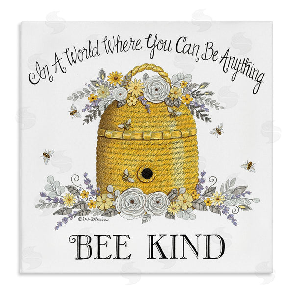 stupell industries Deb Strain | Bee Kind Encouraging Phrase Floral Decorated Hive Wall Art