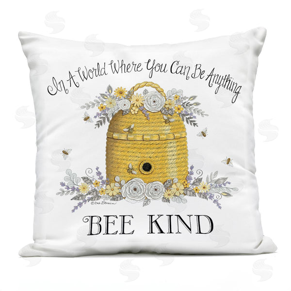 Stupell Industries Deb Strain | Bee Kind Honey Hive Floral Design Printed Throw Pillow