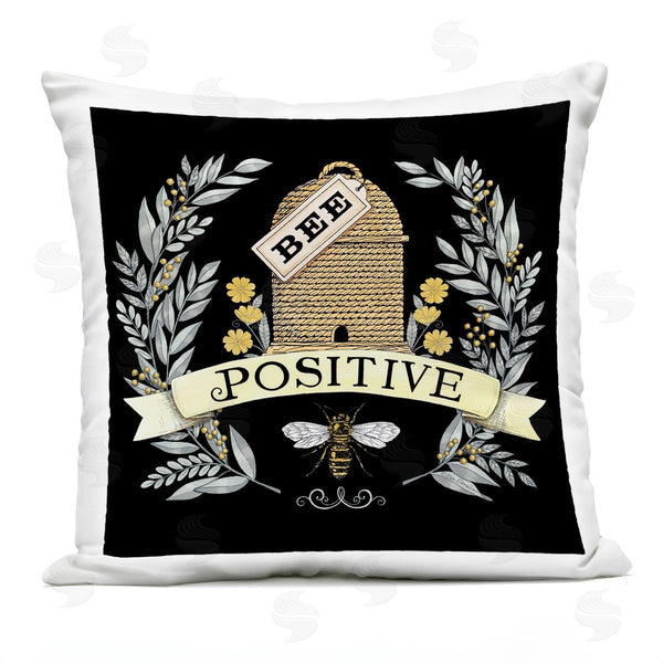 Stupell Industries Deb Strain | Bee Positive Botanical Hive Printed Throw Pillow