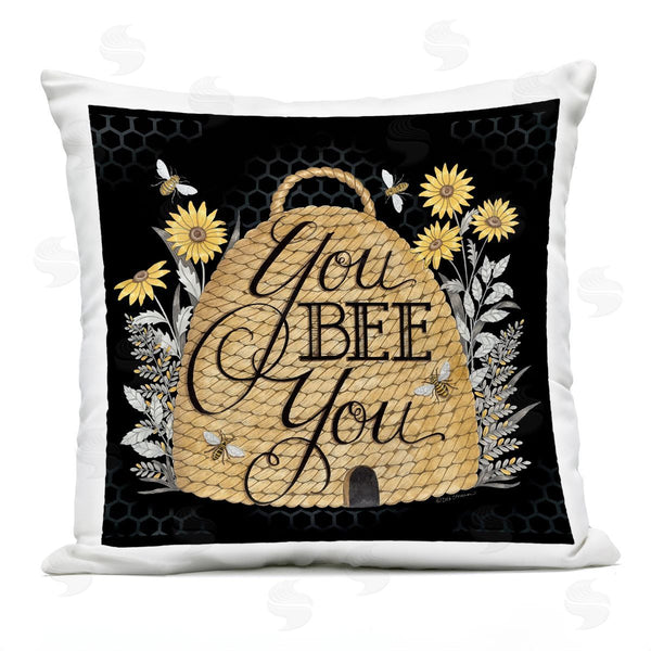 Stupell Industries Deb Strain | Bee You Inspirational Beehive Insect Phrase Printed Throw Pillow