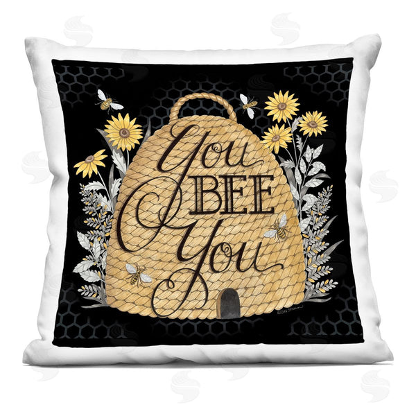 stupell industries Deb Strain | Bee You Inspirational Beehive Insect Phrase Printed Throw Pillow