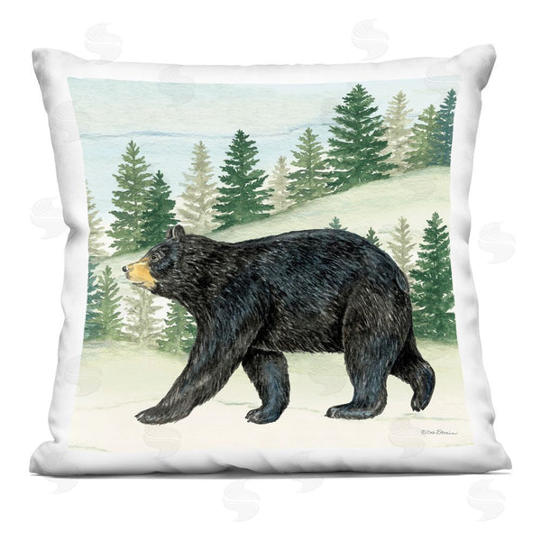 stupell industries Deb Strain | Black Bear In Woods Throw Pillow
