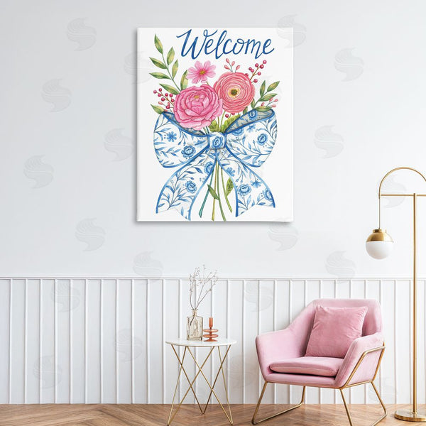 Stupell Industries Deb Strain | Bow & Flowers Welcome Wall Art