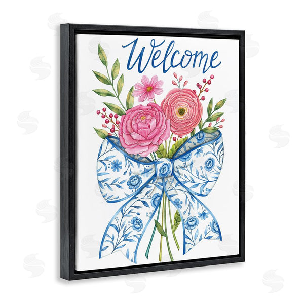 Stupell Industries Deb Strain | Bow & Flowers Welcome Wall Art