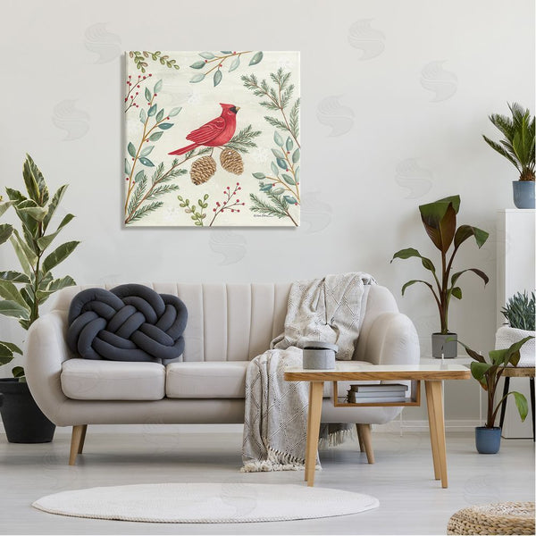 Stupell Industries Deb Strain | Cardinal & Pinecones In Winter Wall Art