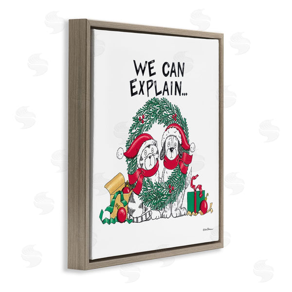 Stupell Industries Deb Strain | Cat & Dog Christmas Humor Wall Art