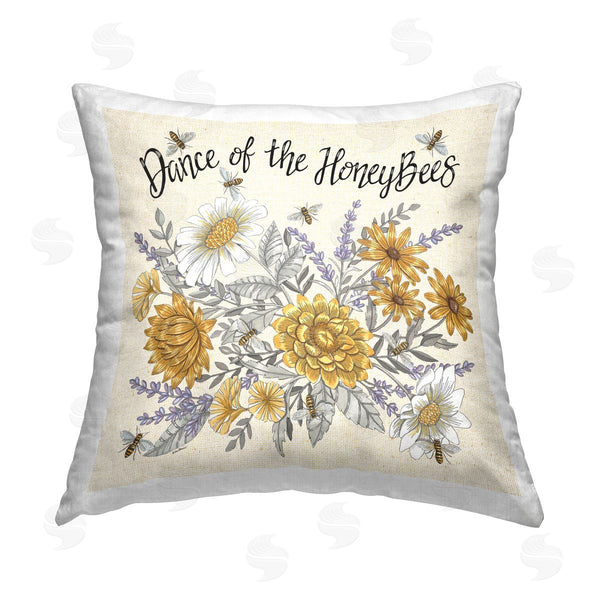stupell industries Deb Strain | Dance of Honeybees Printed Throw Pillow
