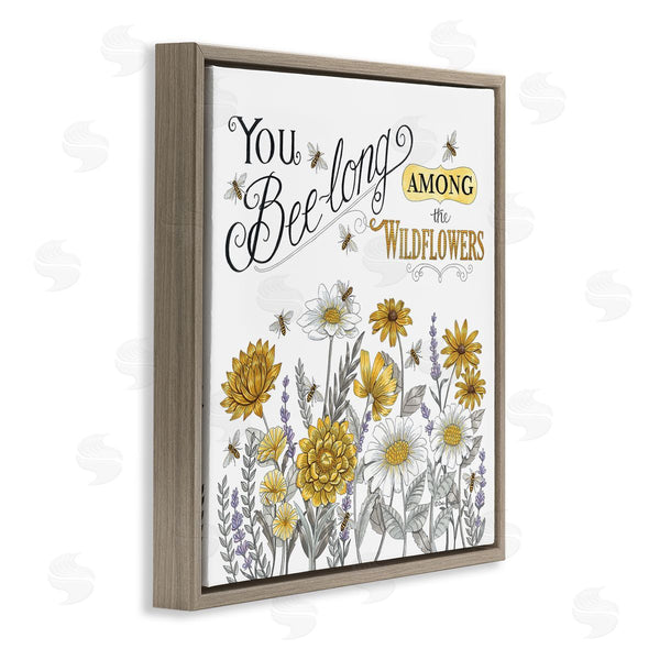 Stupell Industries Deb Strain | Encouraging Bumble Bee Quote Blossoming Flower Meadow Wall Art