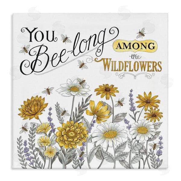 stupell industries Deb Strain | Encouraging Bumble Bee Quote Blossoming Flower Meadow Wall Art