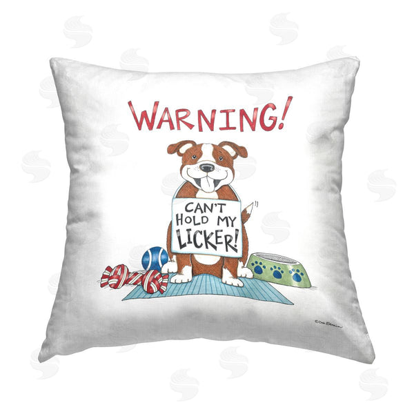 stupell industries Deb Strain | Funny Can't Hold Licker Dog Printed Throw Pillow