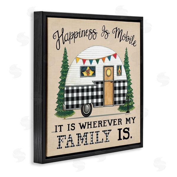 Stupell Industries Deb Strain | Happiness Where Family Is Uplifting Plaid Camping Van Wall Art