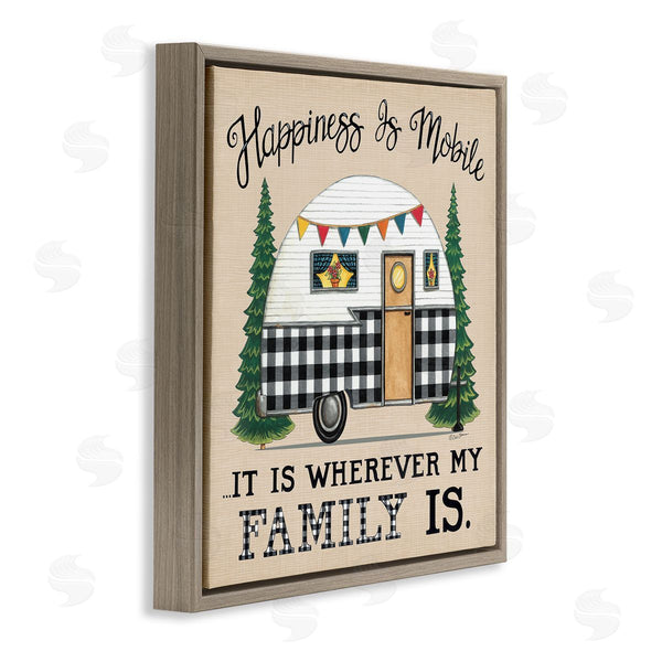 Stupell Industries Deb Strain | Happiness Where Family Is Uplifting Plaid Camping Van Wall Art