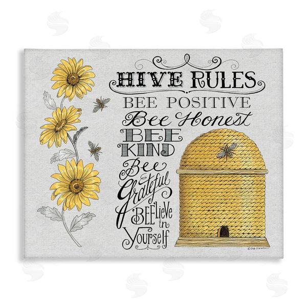 stupell industries Deb Strain | Hive Rules Motivational Phrases Bee Puns Vintage Beehive Wall Art