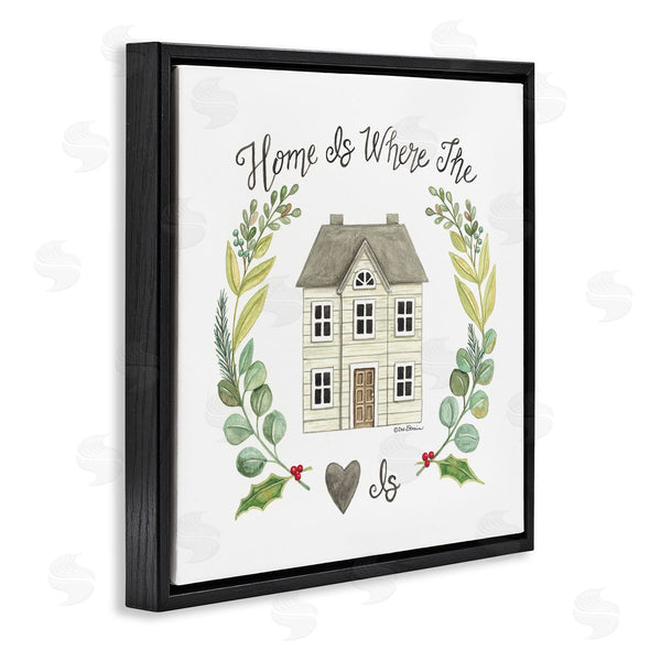 Stupell Industries Deb Strain | Home Where Heart Is Botanical Leaf Laurel Border Wall Art