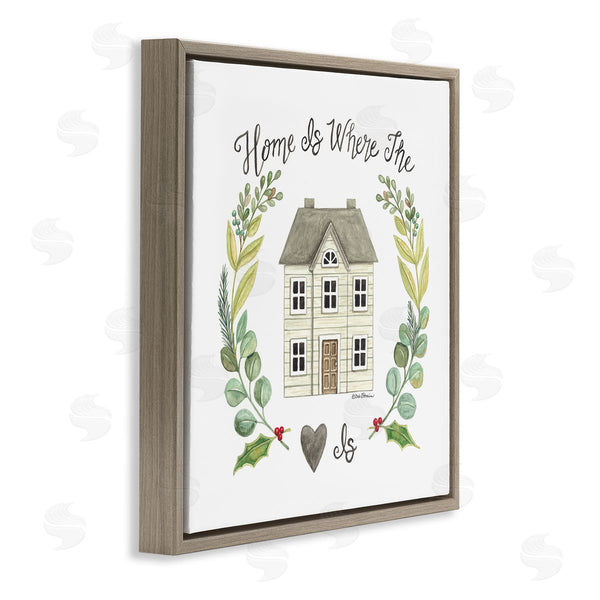 Stupell Industries Deb Strain | Home Where Heart Is Botanical Leaf Laurel Border Wall Art