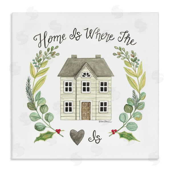 stupell industries Deb Strain | Home Where Heart Is Botanical Leaf Laurel Border Wall Art