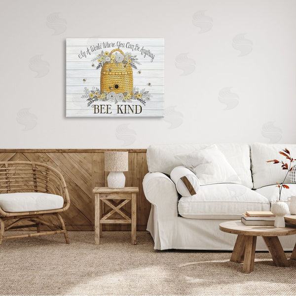 Stupell Industries Deb Strain | In A World Bee Kind Motivational Phrase Beehive Wall Art