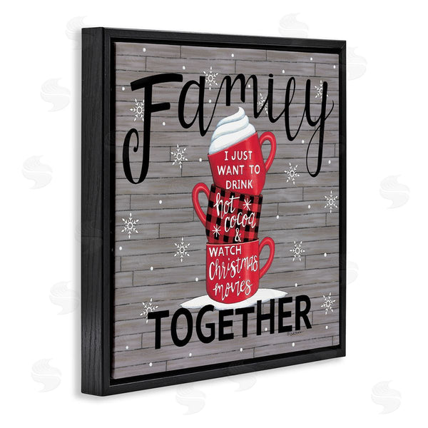 Stupell Industries Deb Strain | Inspirational Family Christmas Sentiments Hot Cocoa Mugs Stacked Wall Art