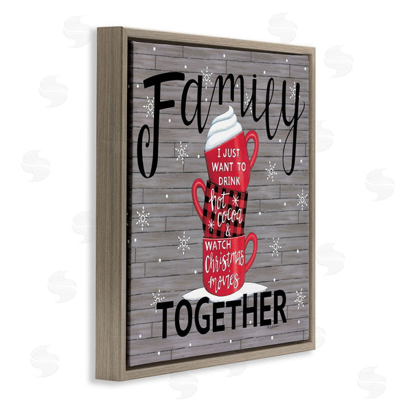 Stupell Industries Deb Strain | Inspirational Family Christmas Sentiments Hot Cocoa Mugs Stacked Wall Art