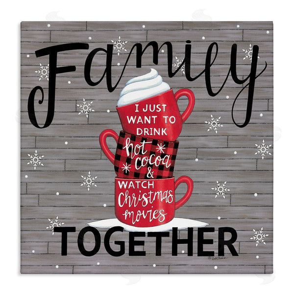 stupell industries Deb Strain | Inspirational Family Christmas Sentiments Hot Cocoa Mugs Stacked Wall Art