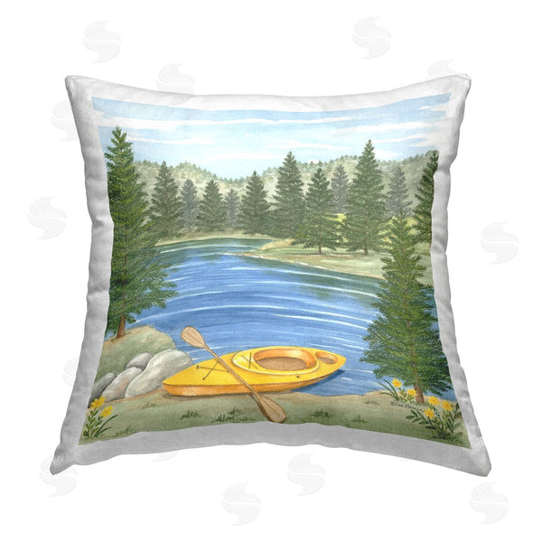 stupell industries Deb Strain | Kayak at Lake Shore Printed Throw Pillow
