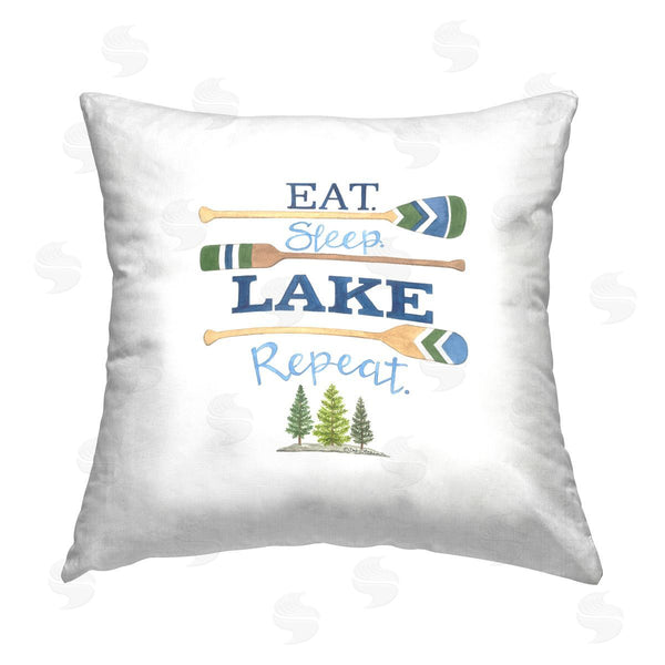 stupell industries Deb Strain | Minimal Lake Repeat Phrase Printed Throw Pillow