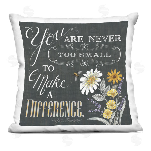 stupell industries Deb Strain | Never Too Small To Make A Difference Phrase Printed Throw Pillow