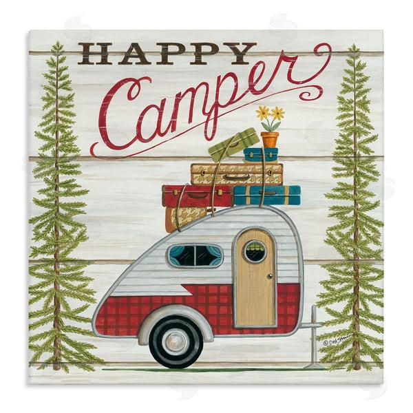 stupell industries Deb Strain | Rustic Happy Camper Phrase