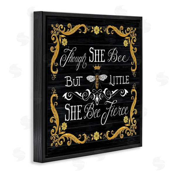 Stupell Industries Deb Strain | She Bee Fierce Female Motivational Phrase Vintage Pun Wall Art