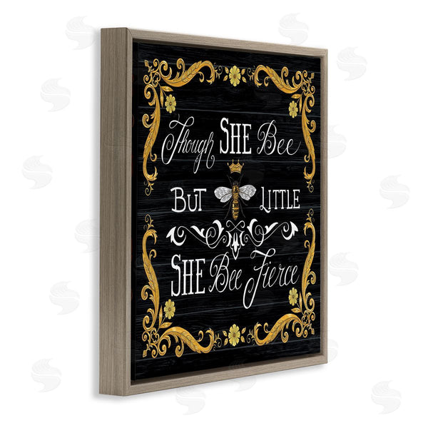 Stupell Industries Deb Strain | She Bee Fierce Female Motivational Phrase Vintage Pun Wall Art