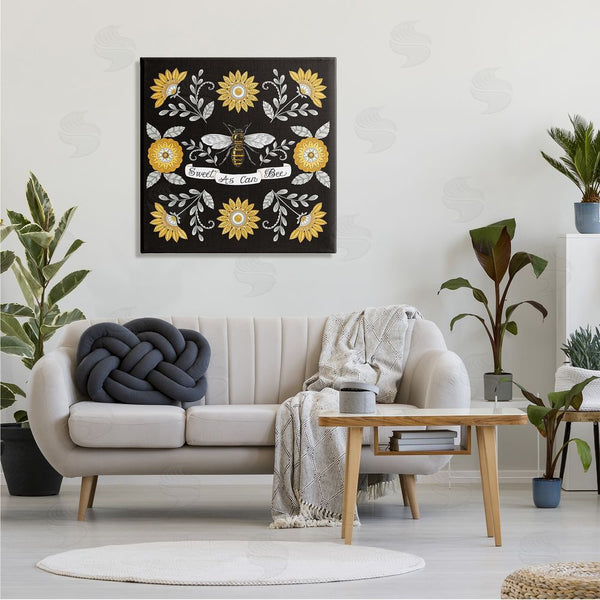 Stupell Industries Deb Strain | Sweet As Can Bee Sentiment Vintage Floral Pattern Wall Art