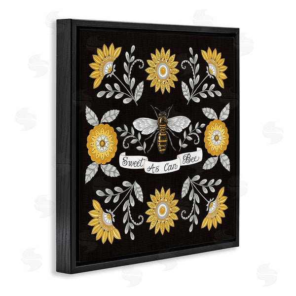 Stupell Industries Deb Strain | Sweet As Can Bee Sentiment Vintage Floral Pattern Wall Art