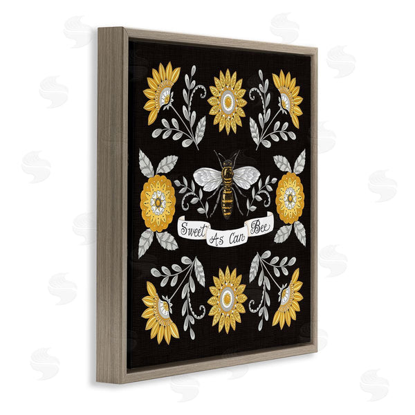 Stupell Industries Deb Strain | Sweet As Can Bee Sentiment Vintage Floral Pattern Wall Art