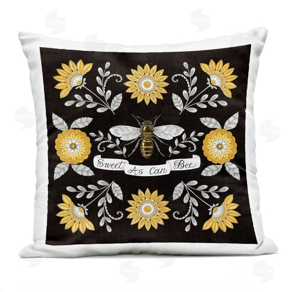 Stupell Industries Deb Strain | Sweet As Can Bee Vintage Boho Floral Pattern Printed Throw Pillow