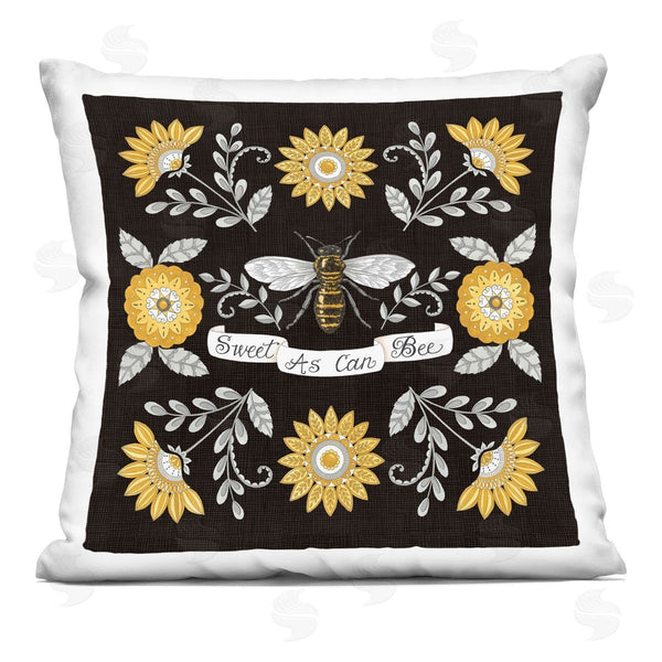 stupell industries Deb Strain | Sweet As Can Bee Vintage Boho Floral Pattern Printed Throw Pillow